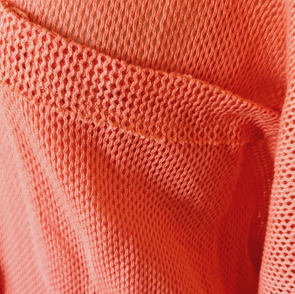 🏷️J.N.N.A. Coral Open Weave Mesh Button Front Blouse Short Sleeve Size 2X - Picture 7 of 11
